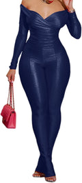 acelyn 2 Piece Off Shoulder Bodycon Flared Pant Set - Sexy Club Fit