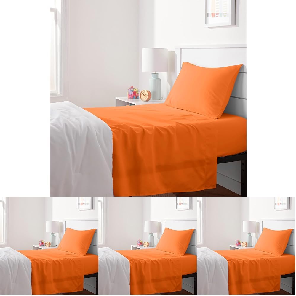 Kid's Soft Easy-Wash Microfiber 3-Piece Sheet Set in Bright Orange