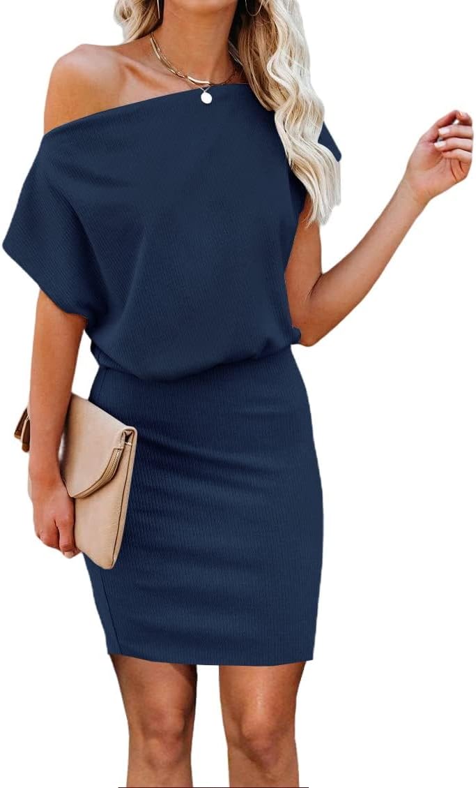 Ezbelle Women's Off The Shoulder Bodycon Mini Dress for Summer