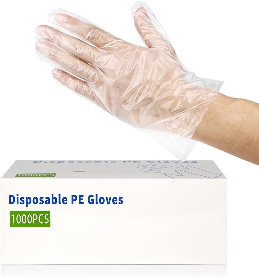 1000 Clear Polyethylene Gloves: Latex-Free & Food Safe