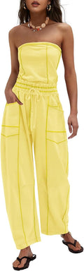 Womens Strapless Jumpsuit Off the Shoulder Romper - Versatile Summer