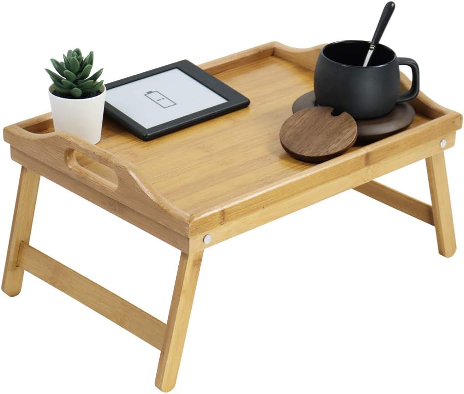Portable Bamboo Bed Tray Table - Foldable & Multifunctional