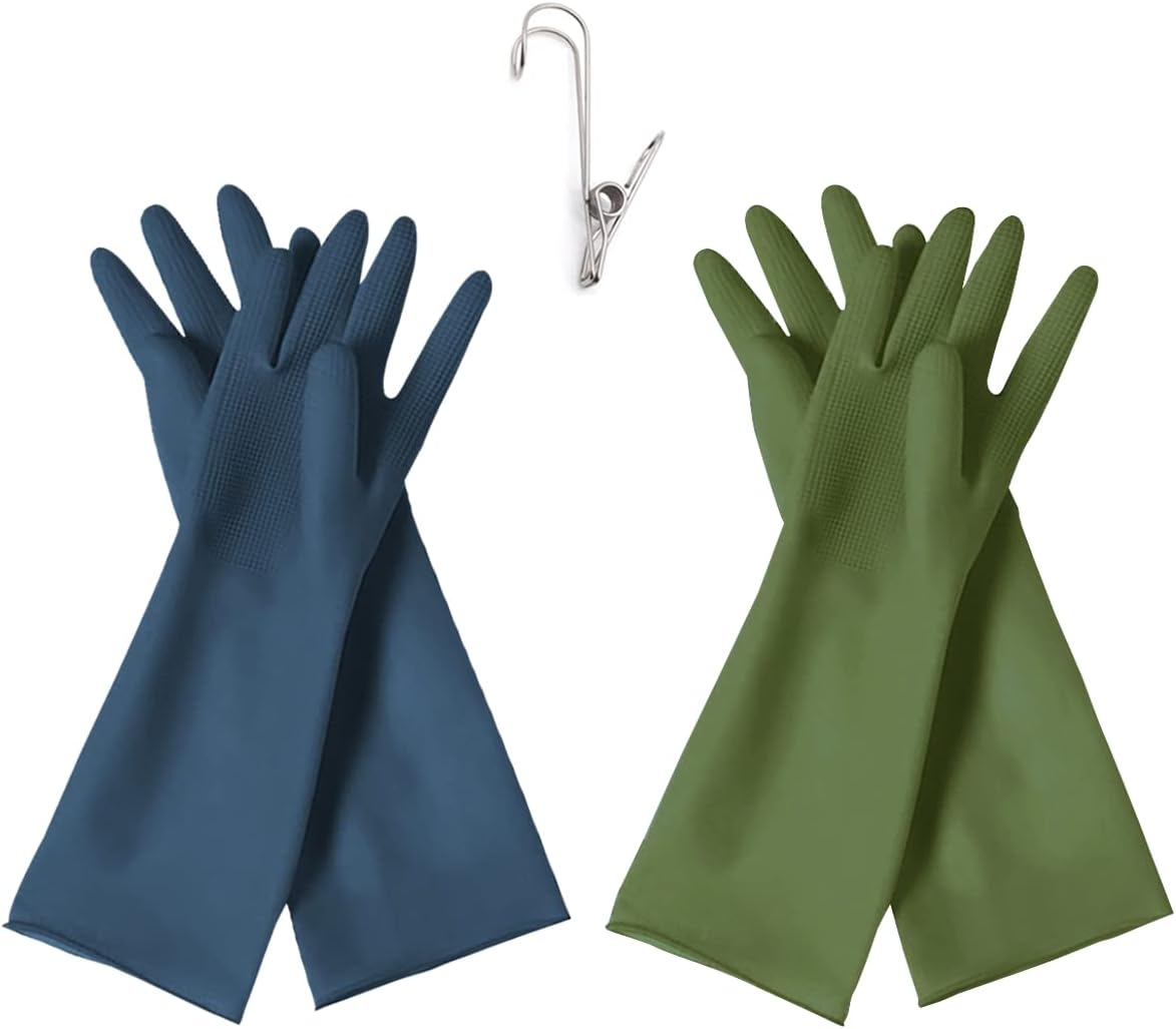 HOMSSEM 2 Pairs Premium Dishwashing Gloves - Ultimate Cleaning Efficiency!