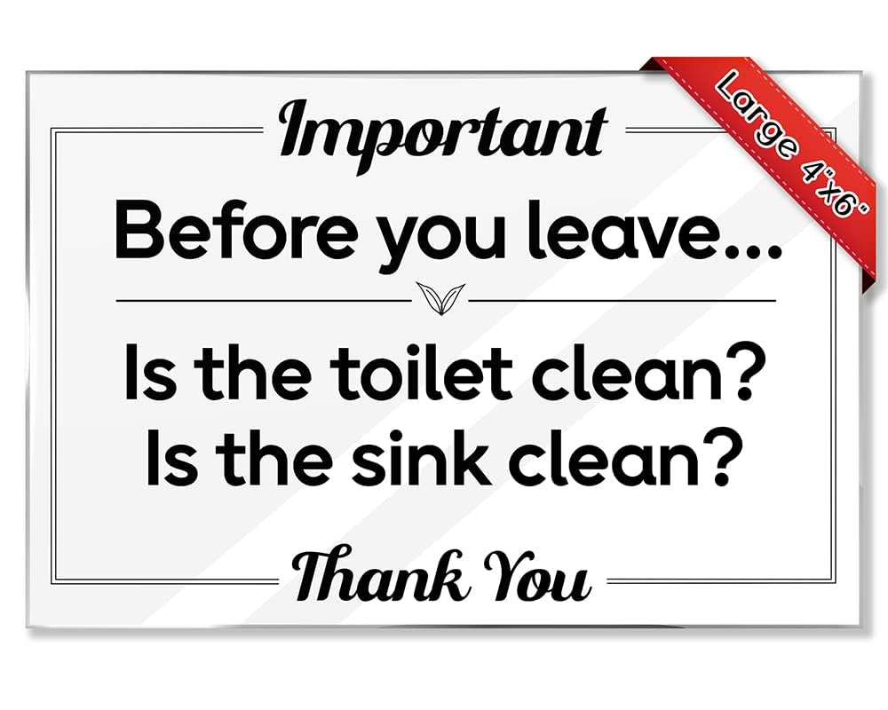 Bathroom Signs for Hosts - Essential 5-Pack for Rentals