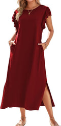 Stylish Summer Casual Ruffle Sleeve Maxi Beach Dress for Women