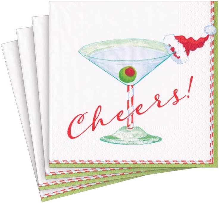 Cheerful Caspari Christmas Cocktail Napkins, 20-Pack