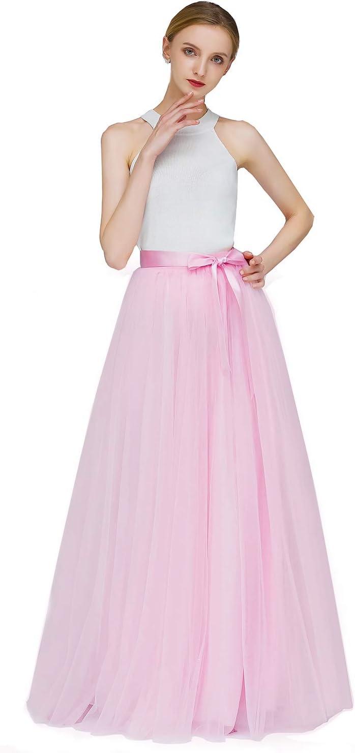 EllieHouse A Line Long Full Tulle Skirt for Weddings & Parties