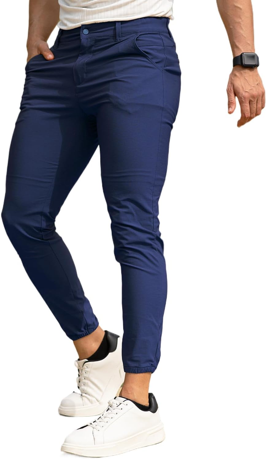 Men's 4-Way Stretch Slim Tapered Fit Golf Joggers for Comfort
