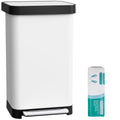 50L Stainless Steel Trash Can with Inner Bags & Rear Storage