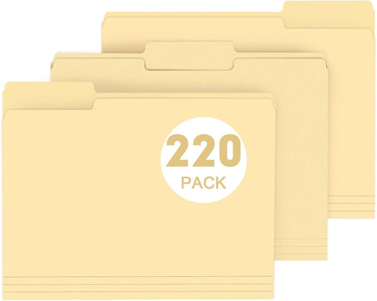 PANDRI 220 Pack Manila File Folders - Organize with Ease!