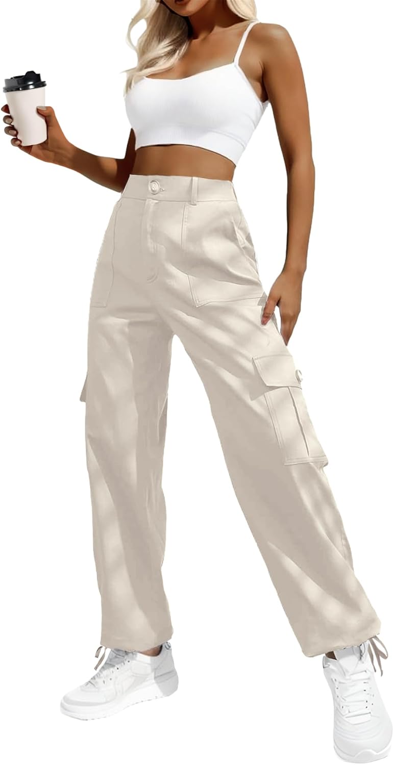 Lepunuo Women's High Waisted Cargo Pants for Y2K Streetwear