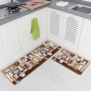 Non-Slip Kitchen Mat Set with Rubber Backing for Home Use