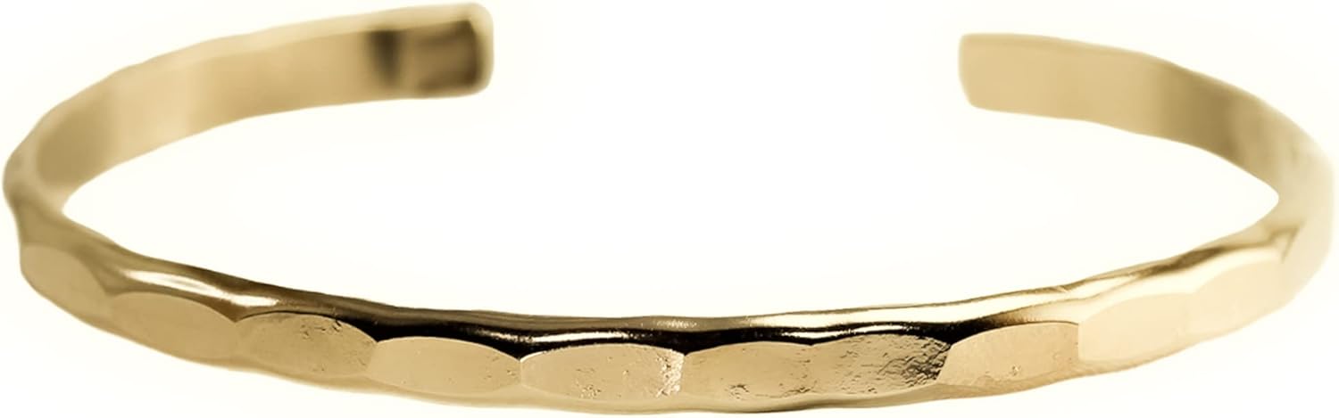 Wide Hammered Cuff Bracelet - Elegant Silver, Gold, Rose Gold