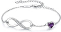 CDE Infinity Heart Birthstone Charm Link Bracelet for Women