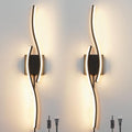 Plug in Wall Sconces Set of 2 - Modern Dimmable LED Wall Lamps