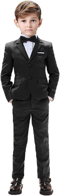 Boys Black & Navy 5-Piece Slim Fit Suit for Wedding - Tanor