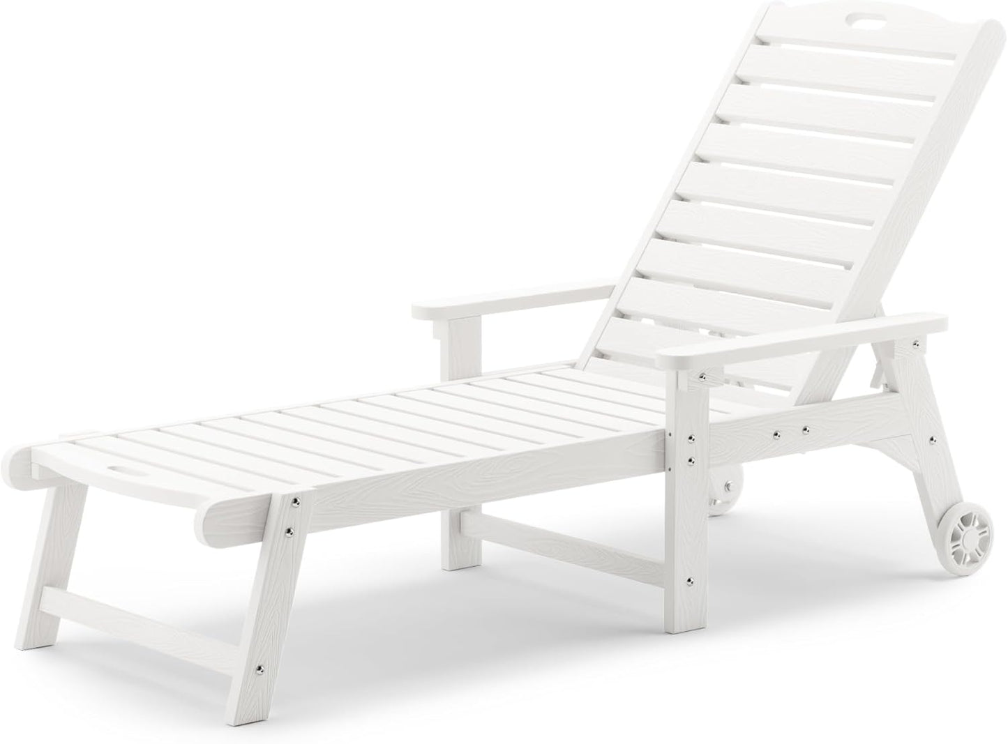 LUE BONA Outdoor Chaise Lounge with Adjustable Backrest and Wheels
