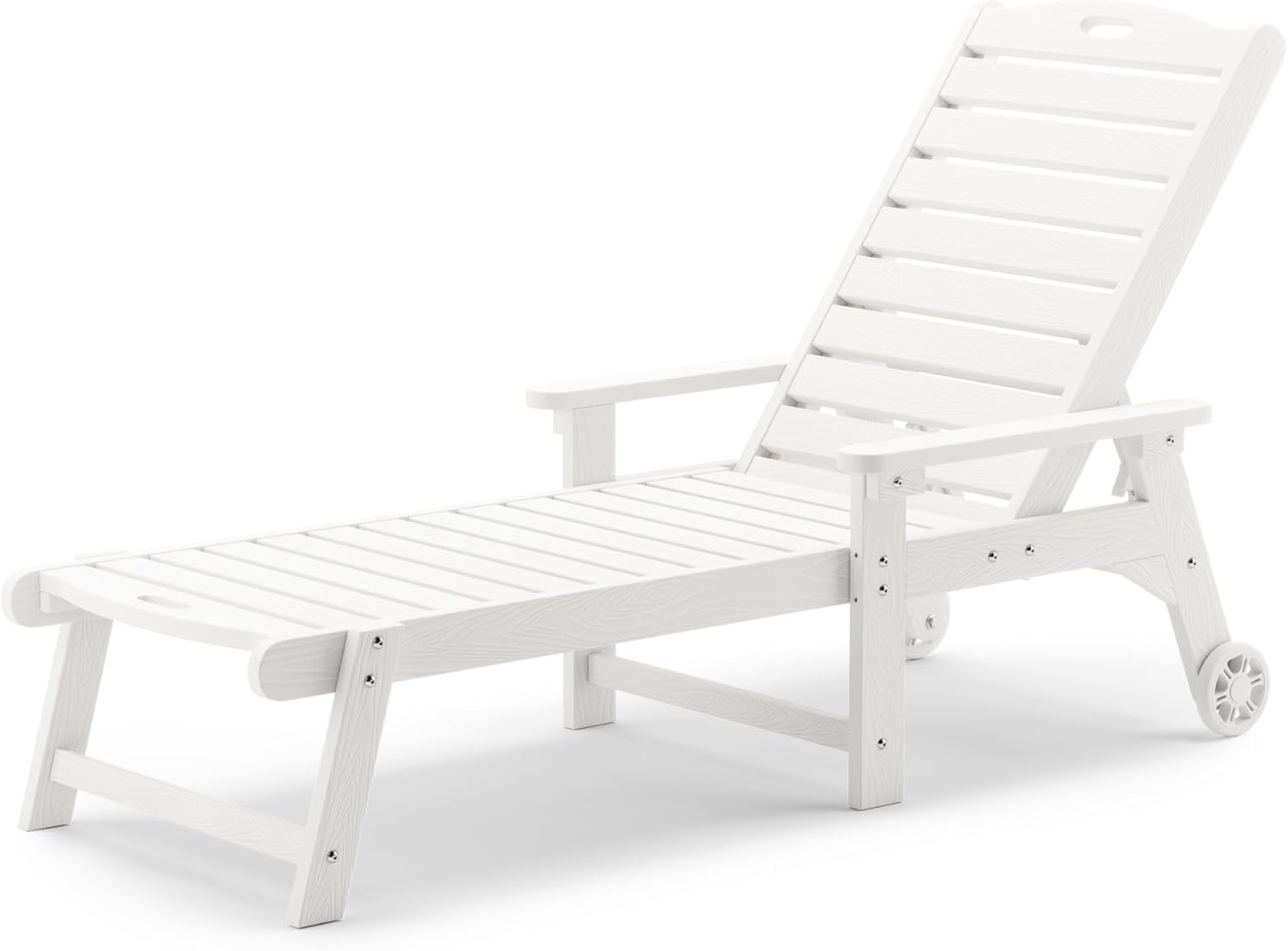LUE BONA Outdoor Chaise Lounge with Adjustable Backrest and Wheels