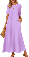 Women's Summer Maxi Dress Casual Short Sleeve Beach Vacation