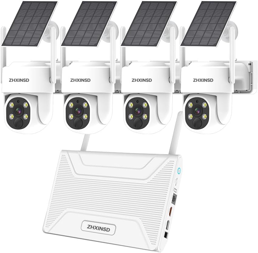 PTZ Security Cameras Wireless Outdoor Solar Powered 360 View