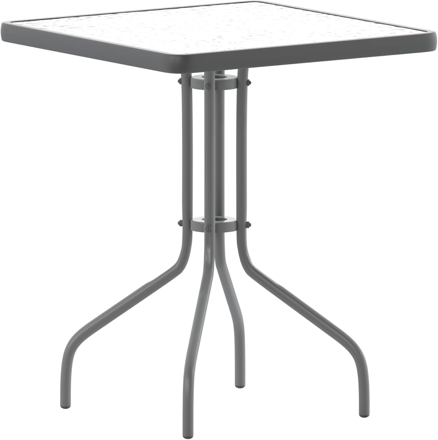 Square Tempered Glass Metal Table for Stylish Outdoor Spaces