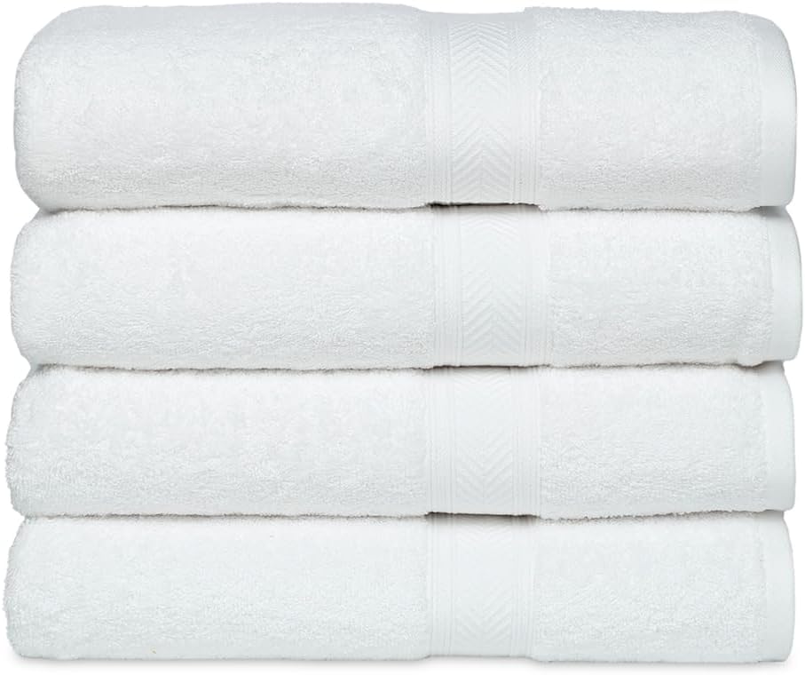 Casa Lino White Bath Towels Set of 4 for Luxurious Comfort