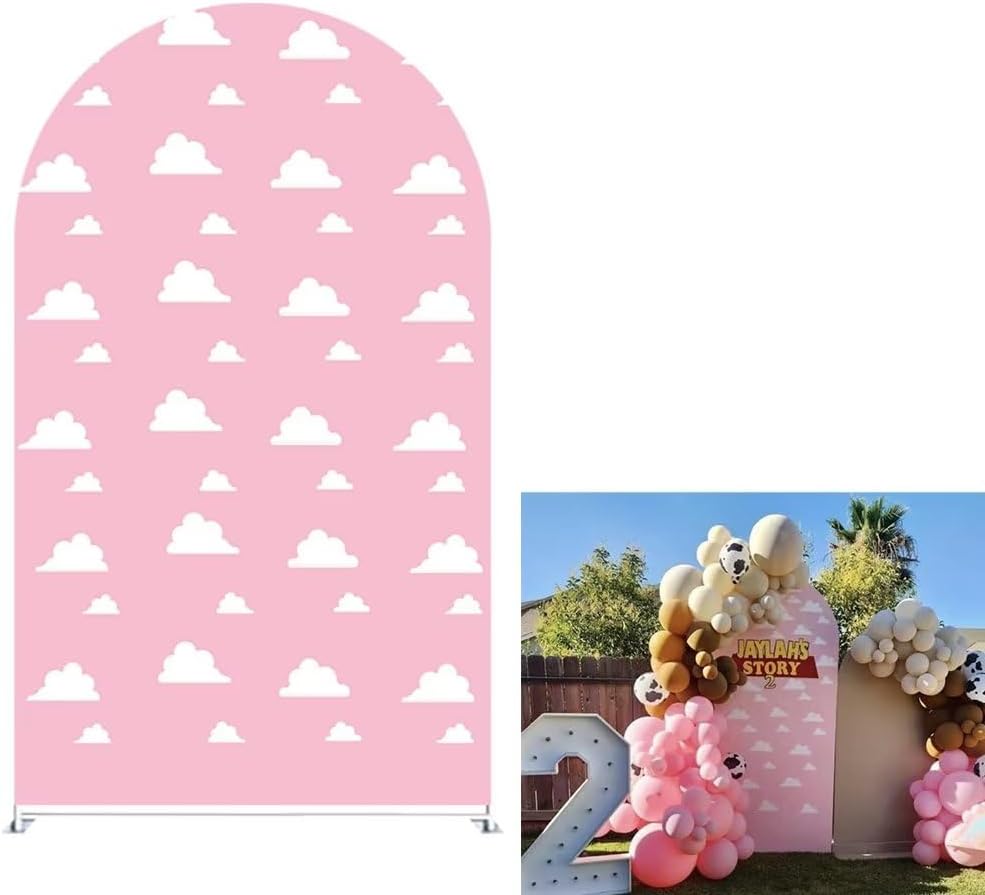 Pink Clouds Arch Backdrop Stand for Kids Birthday Parties
