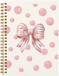 Coquette Trendy Pink Bow Notebook Journal - Preppy Hardcover Spiral