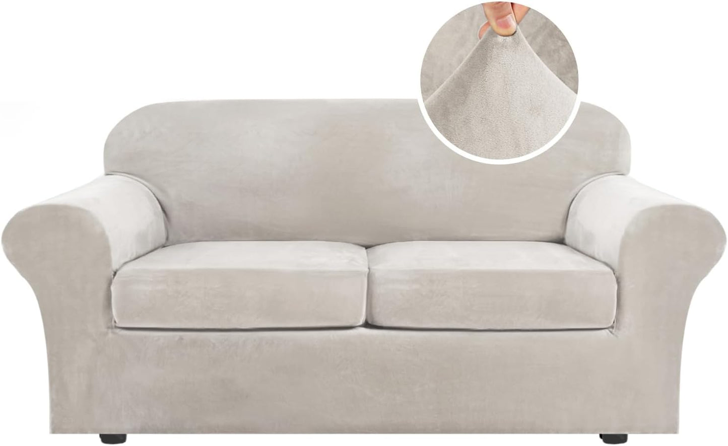 H.VERSAILTEX Real Velvet Plush 3 Piece Stretch Sofa Covers