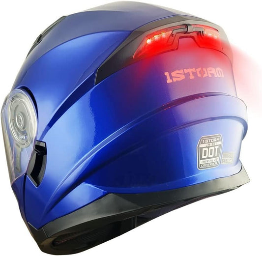 1Storm New Motorcycle Modular Full Face Helmet with LED Light