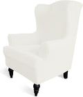 Stretch Wingback Chair Slipcover Cream - Soft Jacquard Fit