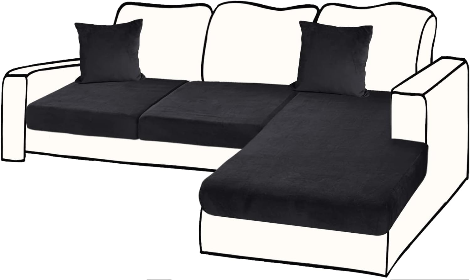Sectional Couch Covers for 3-Piece Velvet L Shape Sofa