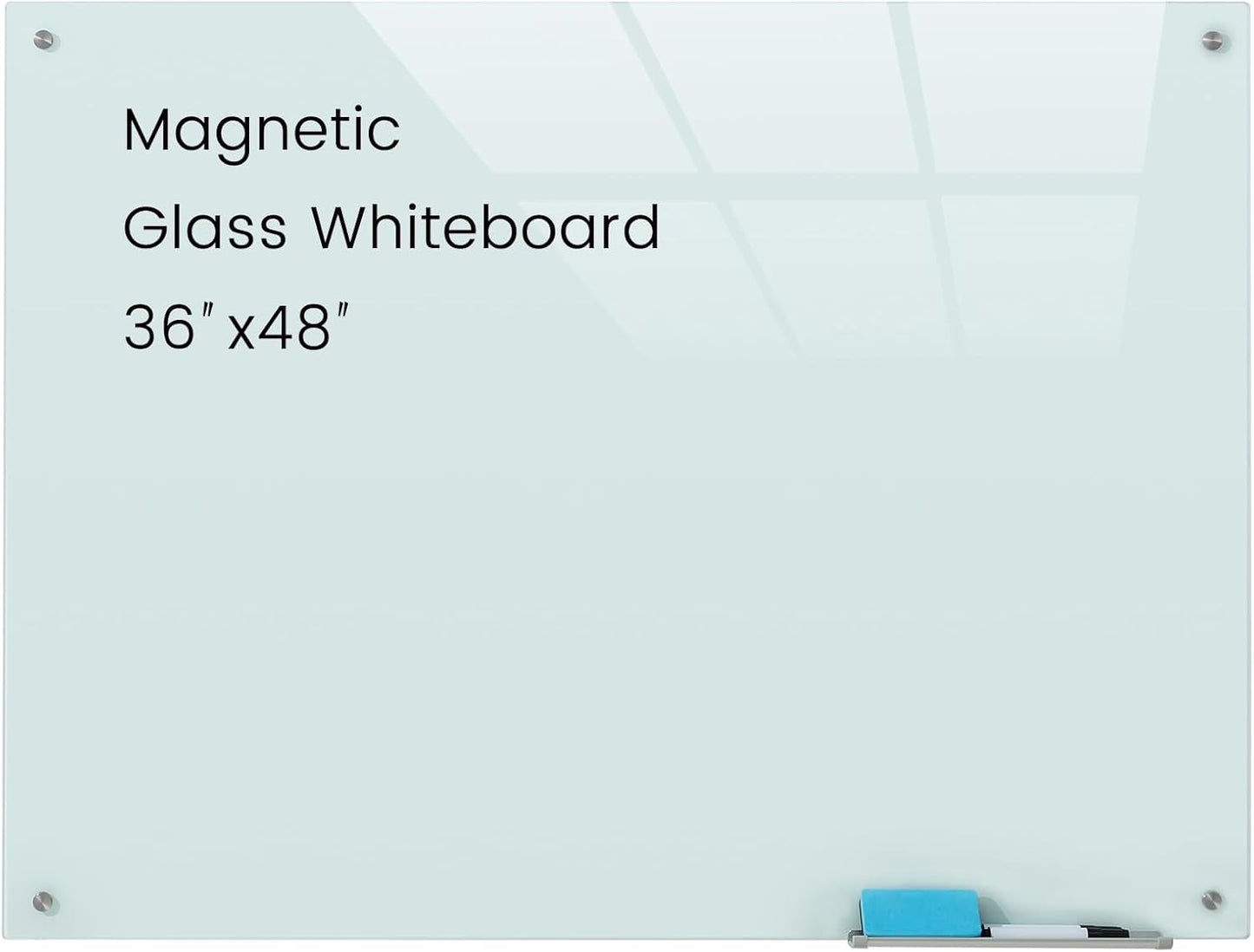 Glass Magnetic White Board - 48 x 36 Inches for Office Use