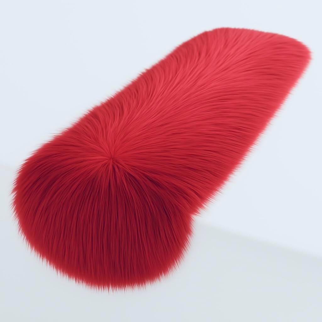 Luxurious Red Faux Fur Table Runner for Holiday Decor