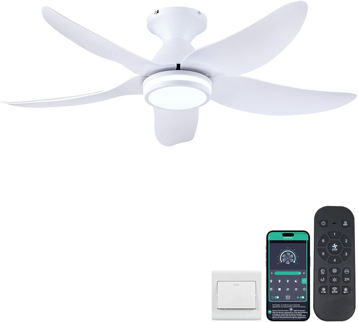 46 Inch Ceiling Fan with Lights and Remote Control for Home