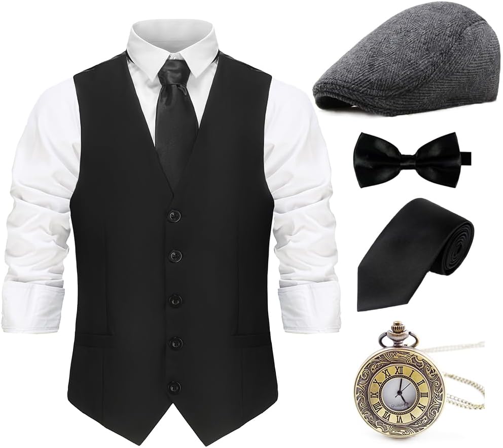 1920s Mens Costume Gatsby Gangster Accessories Set for Parties