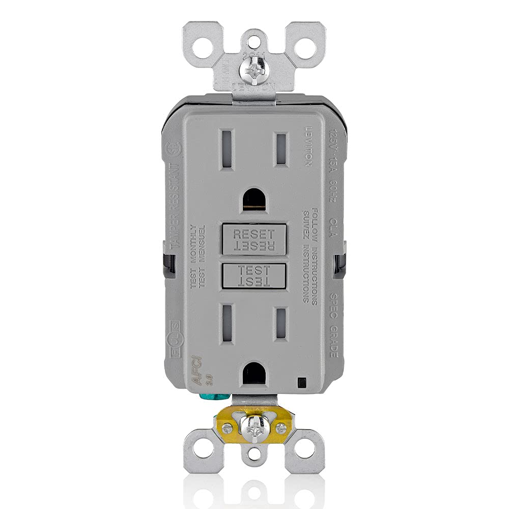 AFCI Outlet 15 Amp Self Test Tamper-Resistant with LED Light