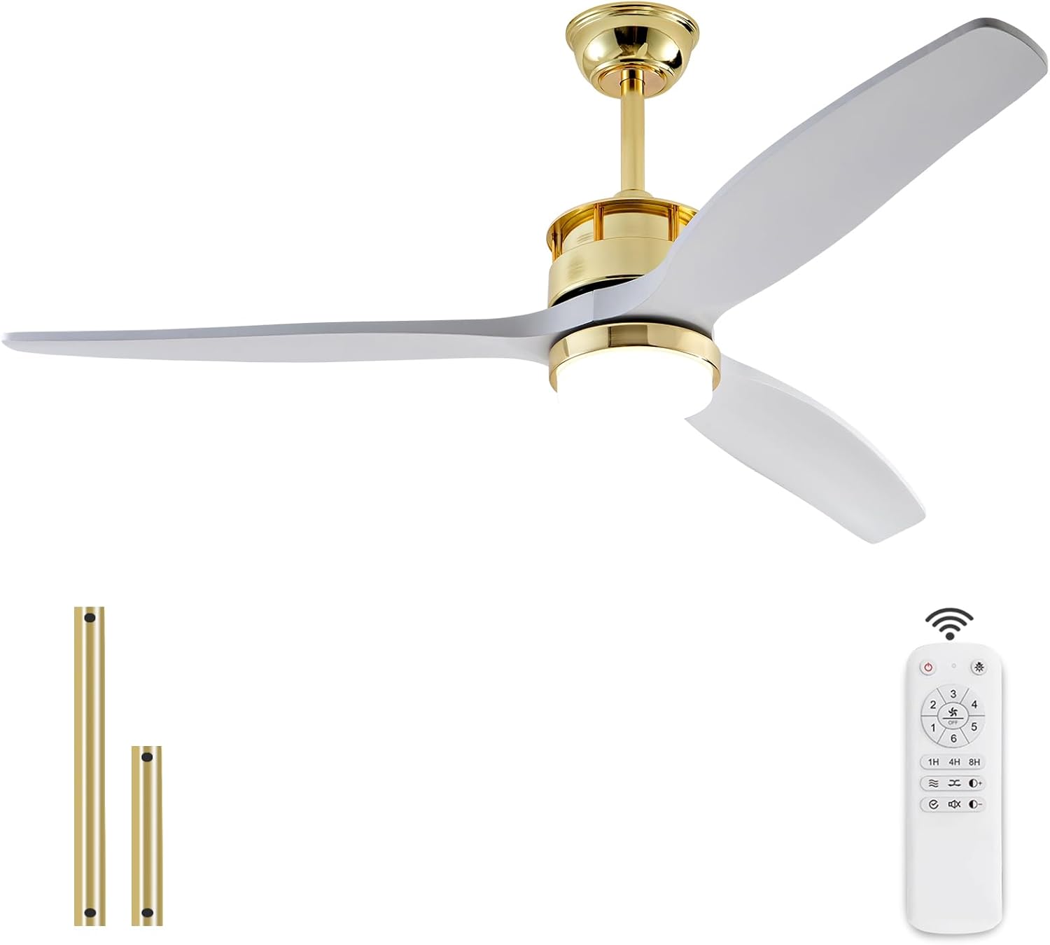 52 Inch Solid Wood Ceiling Fan with Lights and Remote Control