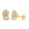Natural raw Herkimer diamond stud earrings 6-7mm - Comfortable daily
