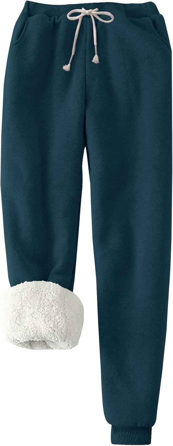 PEHMEA Women's Sherpa Lined Sweatpants for Winter Warmth