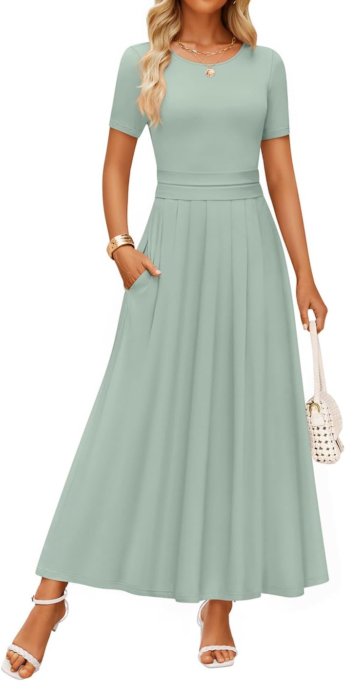 ZESICA Women's Summer Short Sleeve Maxi Dress for Every Occasion