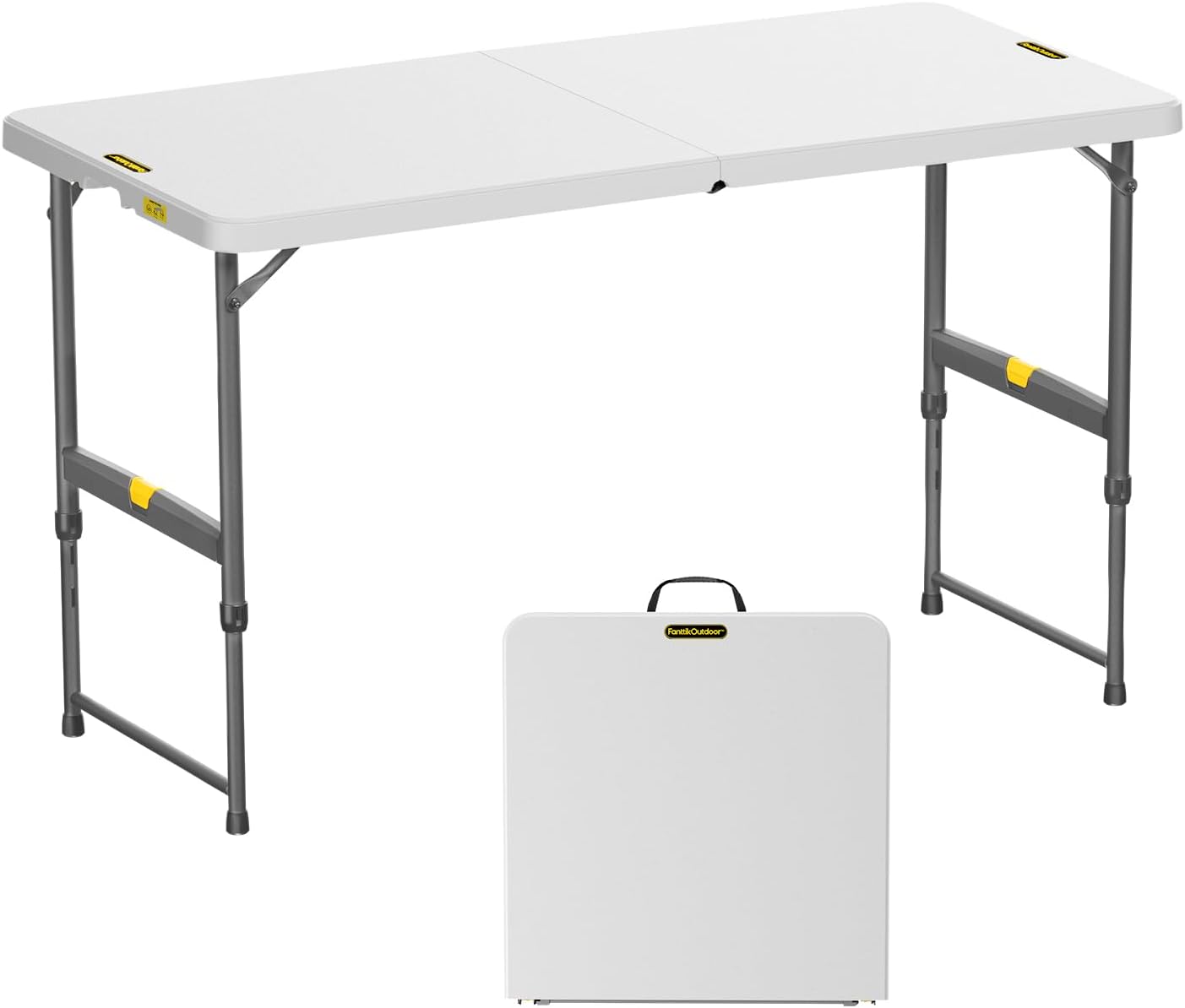 FanttikOutdoor 4ft Portable Folding Table with Height Adjustment