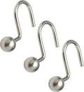 Easy Install Nickel Shower Curtain Hooks, Set of 12