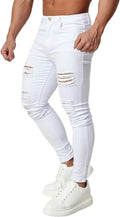 Men's Ripped Skinny Jeans Stretchy Slim Fit Pants - Slim Stretch