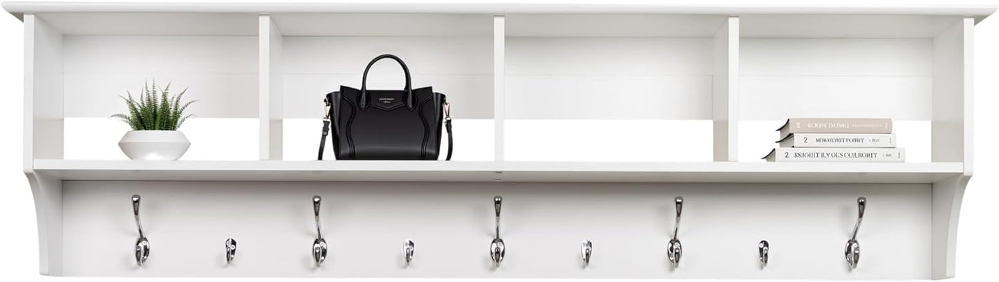 60 Inch Contemporary Wall Mounted Coat Rack with Shelves