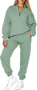 Women's 2 Piece Oversized Half Zip Sweatsuit Set - Warm Fleece