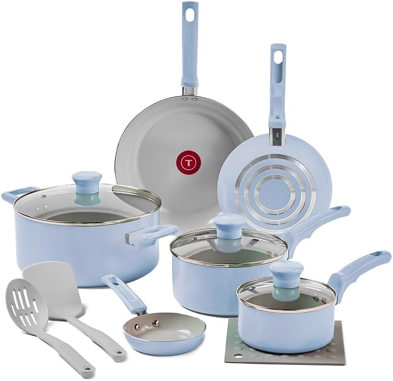 T-Fal Refresh Ceramic Nonstick Cookware Set for Healthy Cooking