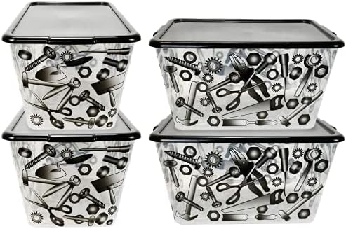Clear Storage Organizer Bins with Lids - 4PC Heavy-Duty Set