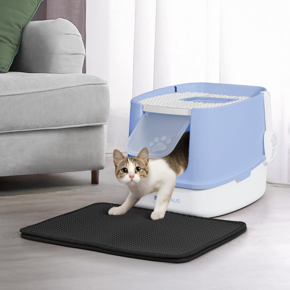 Fully Enclosed Cat Litter Box with Lid and Odor Control Features