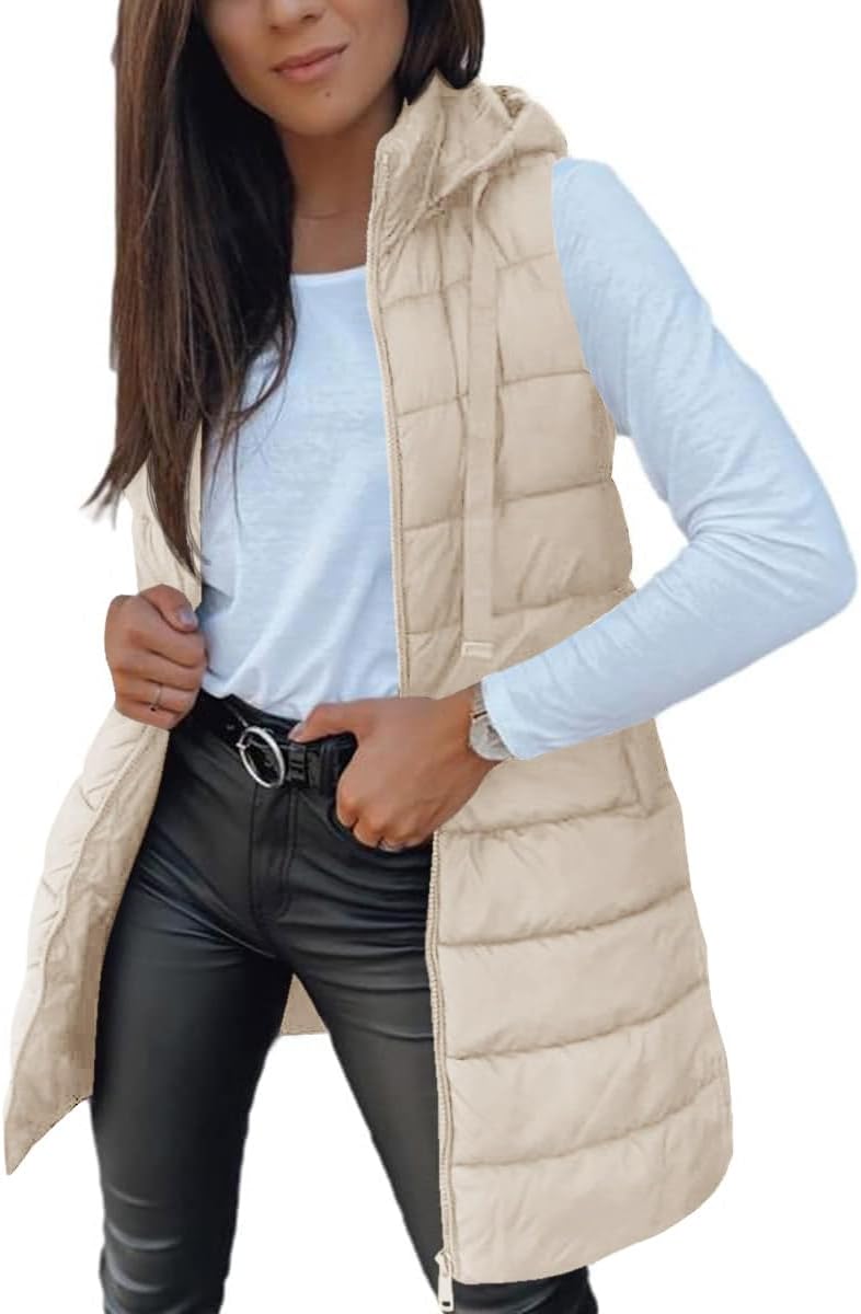 Stylish Long Hooded Puffer Vest for Women - Perfect Winter Wear